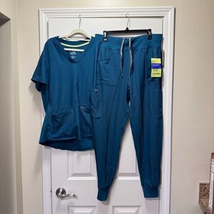 Landau Women’s Scrub Set Caribbean Blue Large NWT